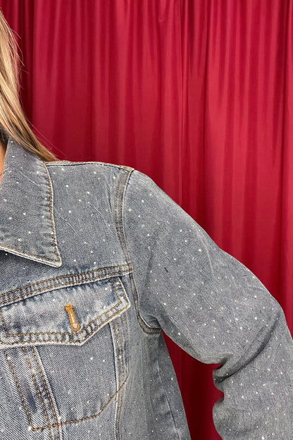 3/4 Sleeve Sparkle Denim Jacket OUTFIT COMPLETER CREATION 