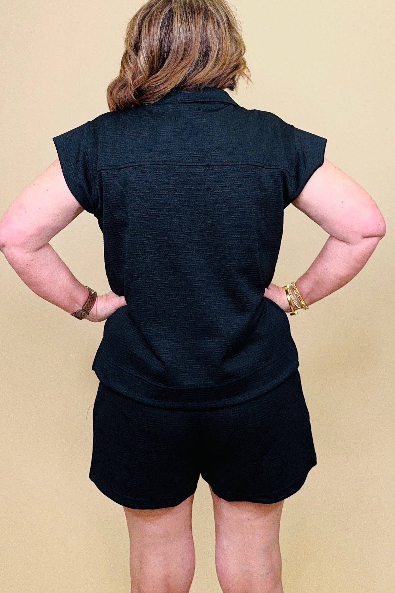 Porter Short Set Short Sleeve Half Zip JRTOP CASUAL TOP MARYSQUARE 