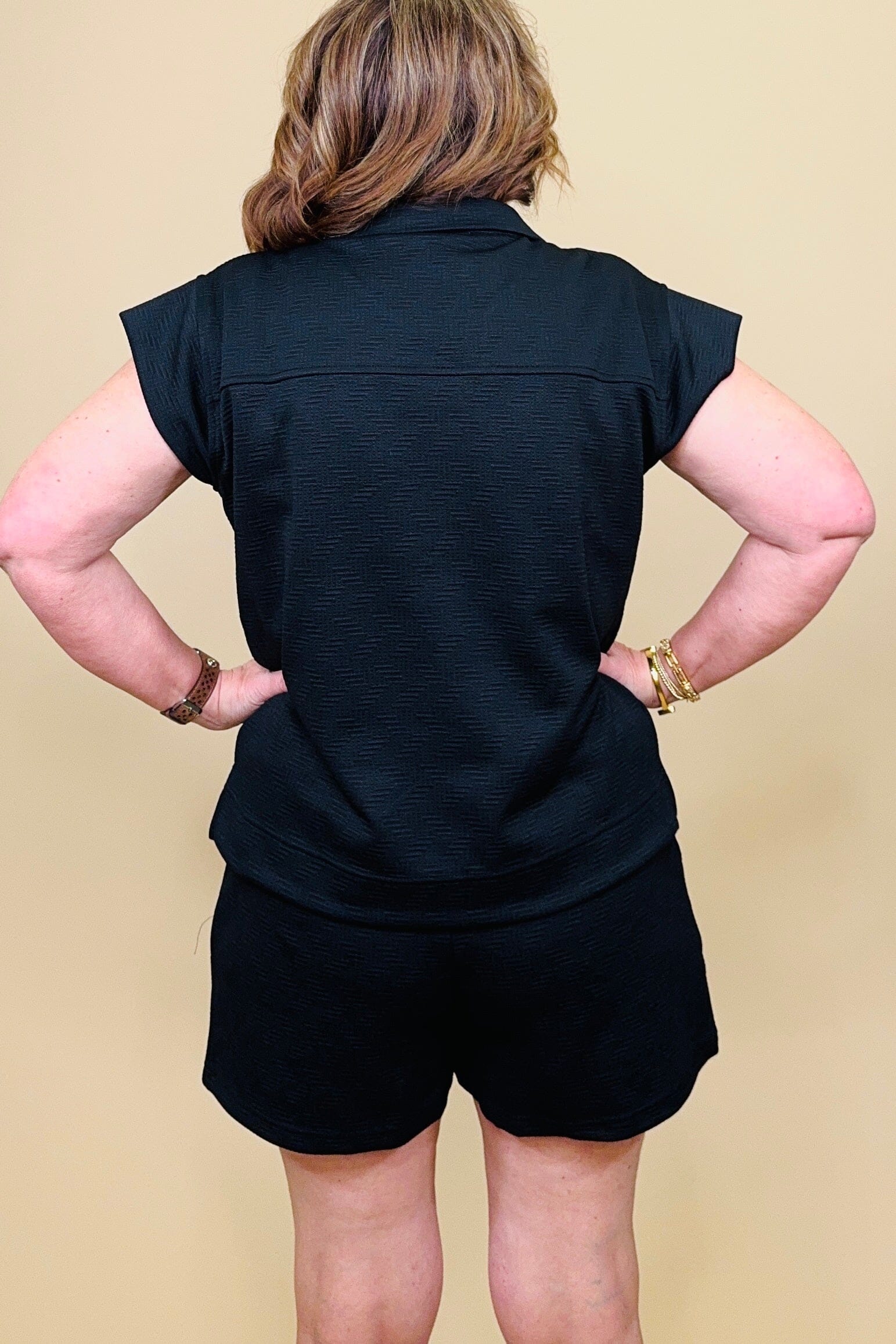 Porter Short Set Short Sleeve Half Zip JRTOP CASUAL TOP MARYSQUARE 