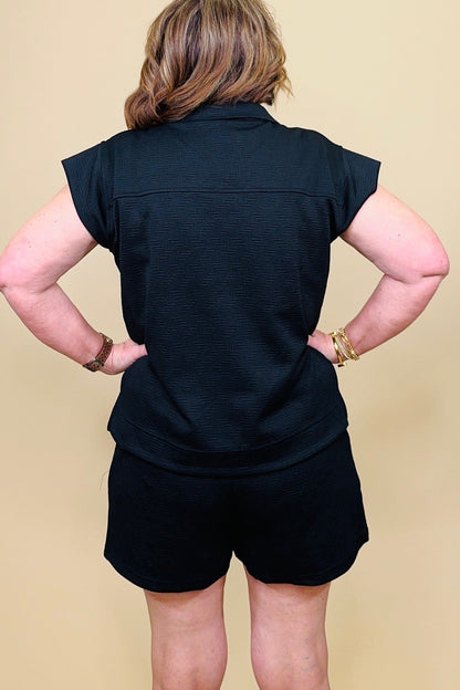 Porter Short Set Short Sleeve Half Zip JRTOP CASUAL TOP MARYSQUARE 