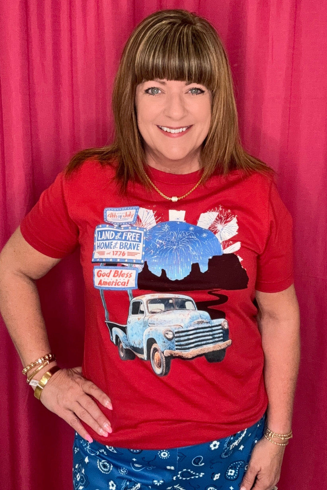 Land Of the Free T-Shirt MISSY BASIC KNIT STERLINGKREEK