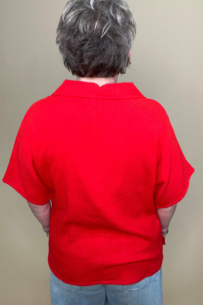 Short Sleeve Half Zip Gauze Shirt JRTOP CASUAL TOP PARSLEY &amp; SAGE 