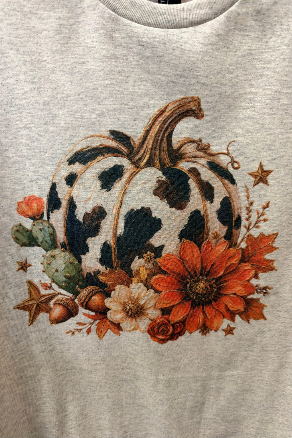 Cow Print Pumpkin Tee MISSY BASIC KNIT:~~Unassigned~~ 1/2PENNYBOU 