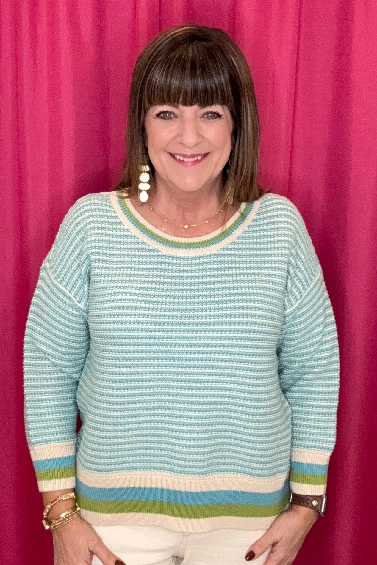 3/4 Sleeve Scoop Neck Sweater SWEATER TRIBAL 