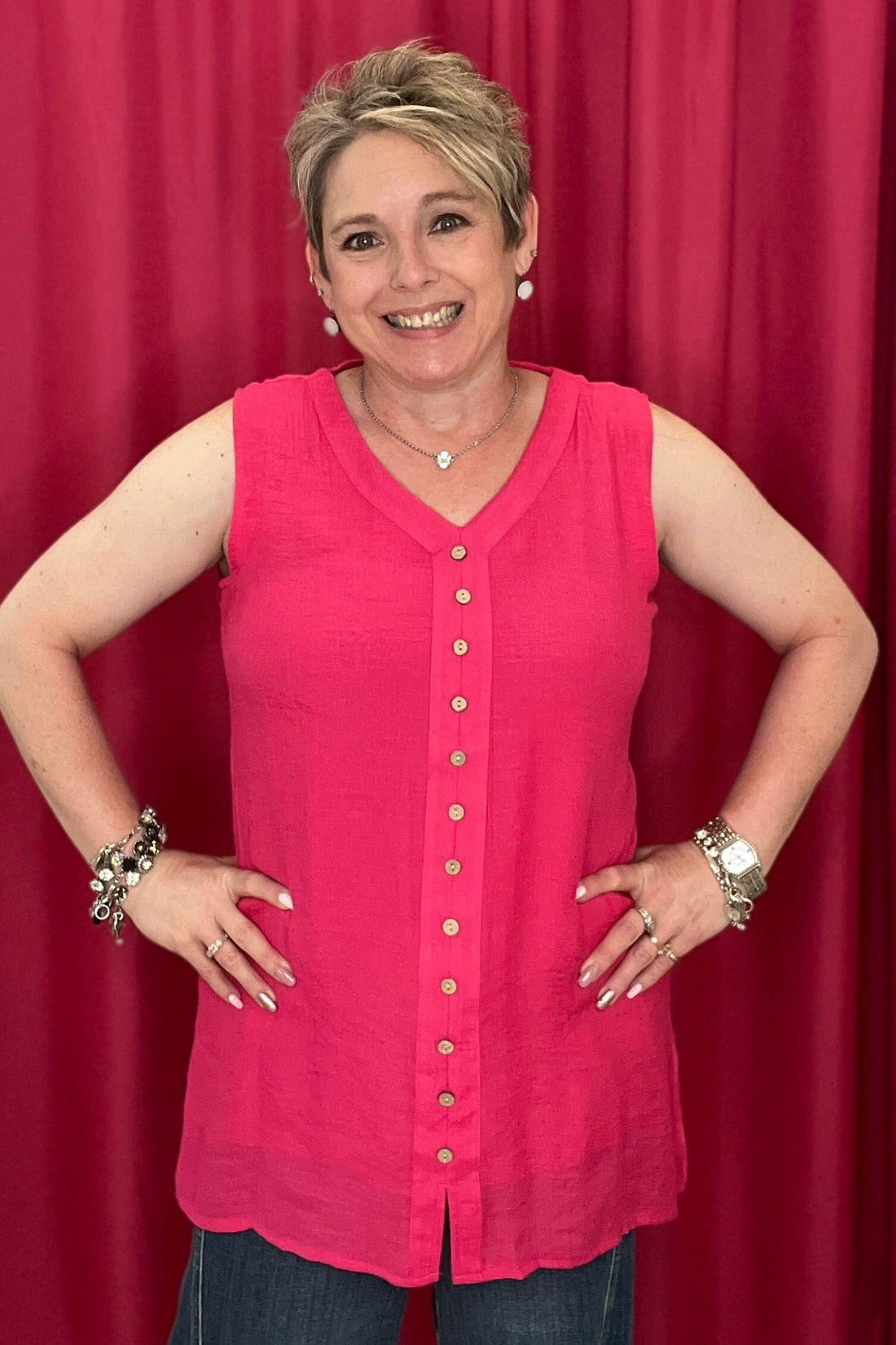 Sleeveless Gauze Button Down MISSY TOP SPECIAL CREATION