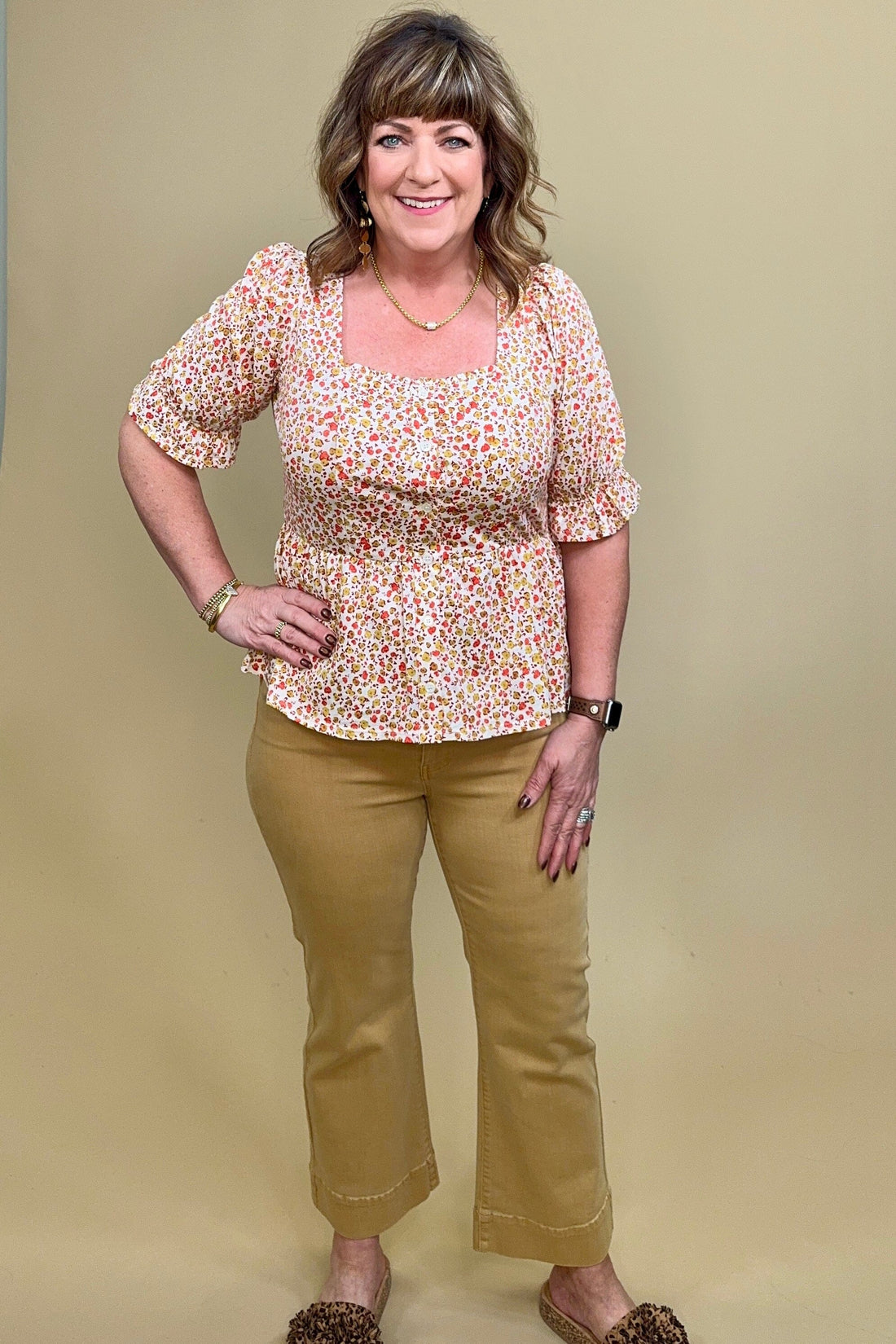 1/2 Puff Sleeve Peplum Top MISSY TOP SPECIAL LIVERPOOL