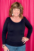 Long Sleeve Seamless Reversible V-Neck Top JRTOP CASUAL TOP YELETE BLACK ONESIZE 