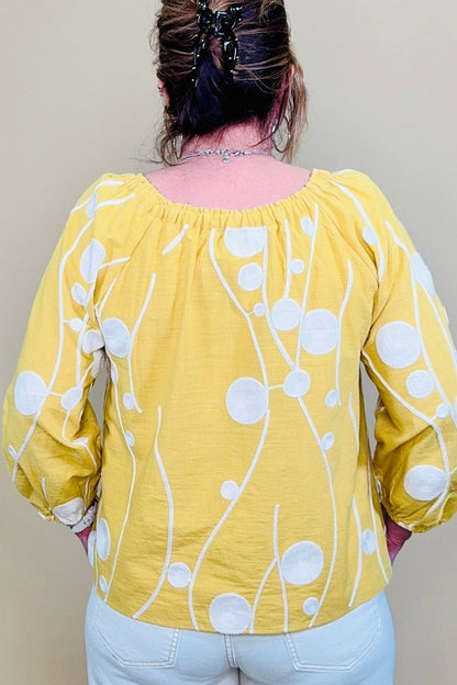 3/4 Slv Embroidered Woven Top MISSY TOP SPECIAL LIVERPOOL 