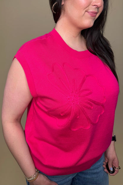 Sleeveless Boxy Sweater w/Embroidered Flower MISSY TOP SPECIAL ZAC &amp; RACHEL 