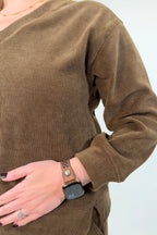 V Neck Corduroy Top JRTOP CASUAL TOP:~~Unassigned~~ YELETE 