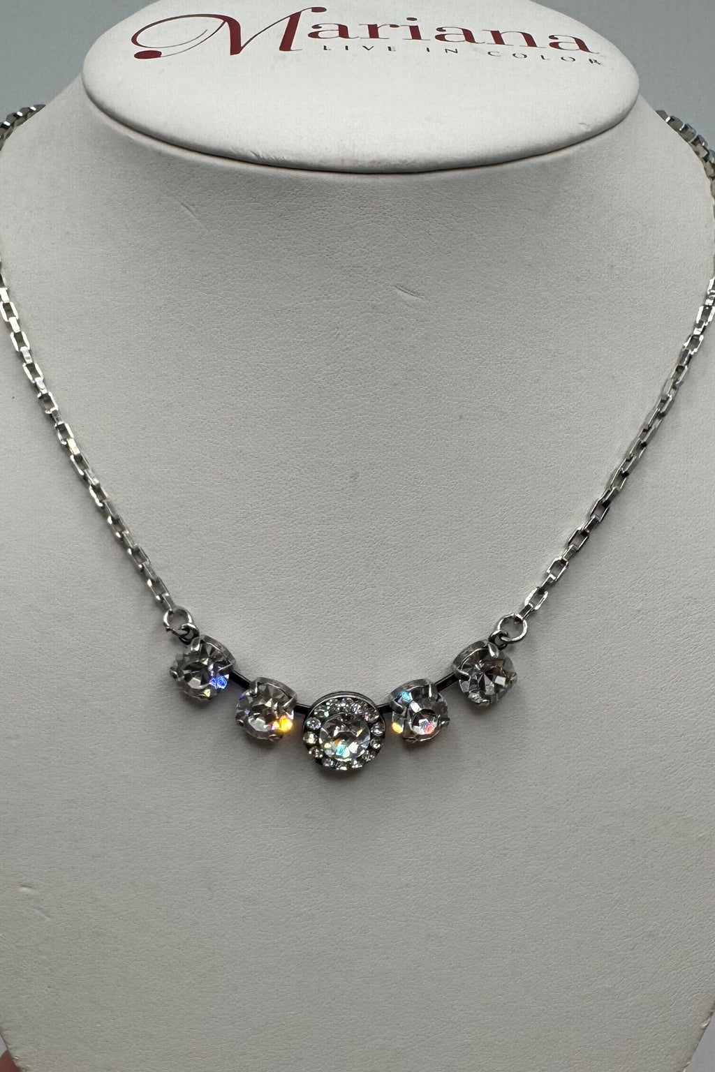 Five Stone Halo Pendant in "On A Clear Day" BETTERBRANDJEWELRY Mariana 