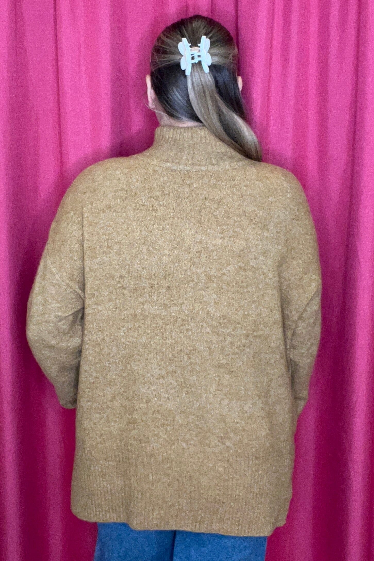 Long Sleeve Mock Neck Sweater w/Ribbing SWEATER KEREN HART 
