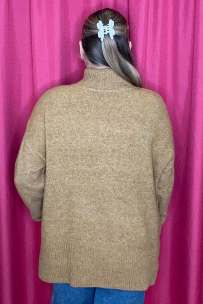 Long Sleeve Mock Neck Sweater w/Ribbing SWEATER KEREN HART 