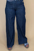 Pinstripe High Rise Wide Leg Jeans BOTTOMS RISEN 