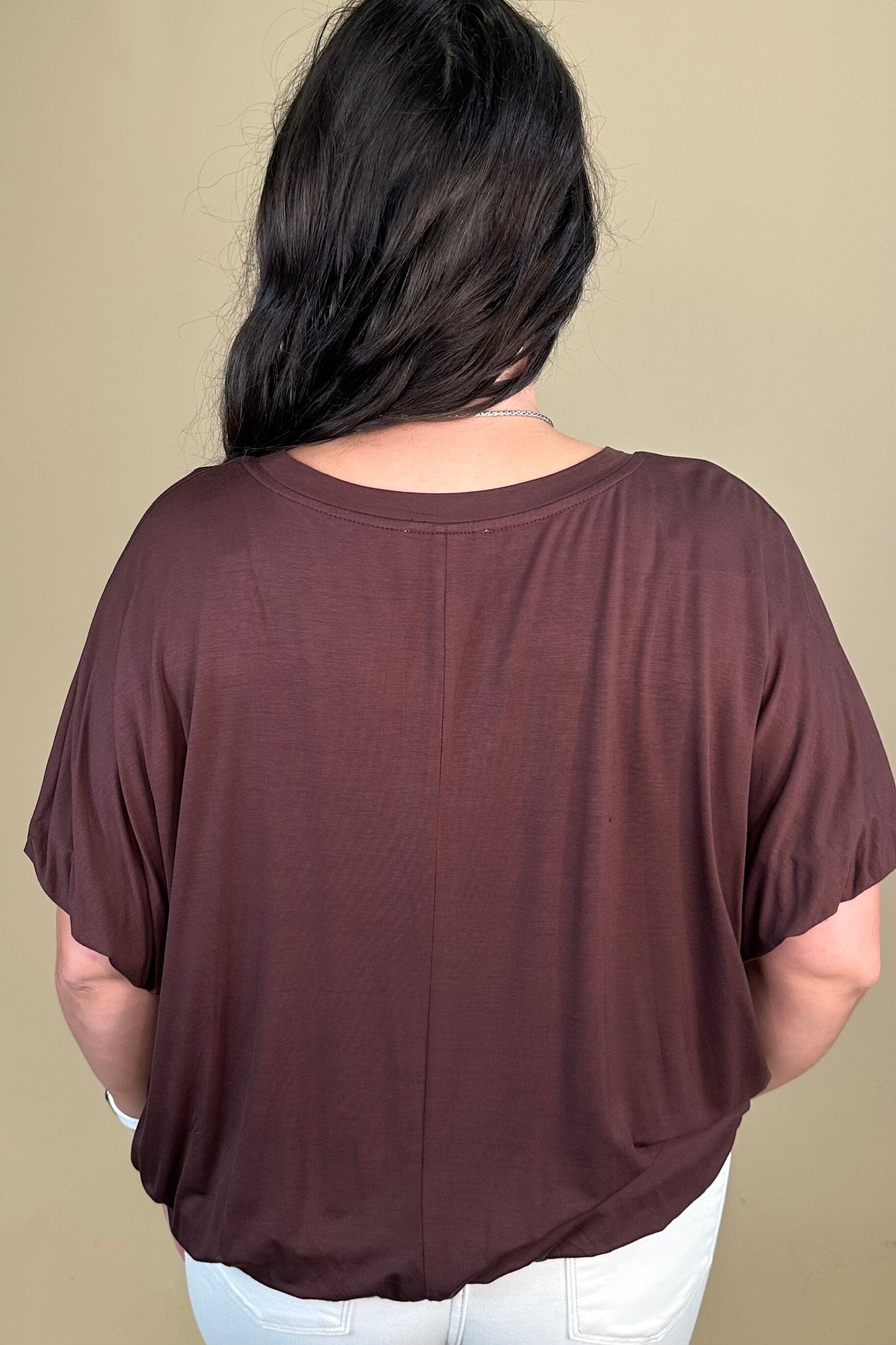 Double Lined Bamboo Fabric Bubble Knit Top - Chocolate JRTOP CASUAL TOP:~~Unassigned~~ UMGEE 