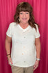 Short Sleeve Dainty Flower V-Neck T-Shirt MISSY TOP SPECIAL Charlie B 