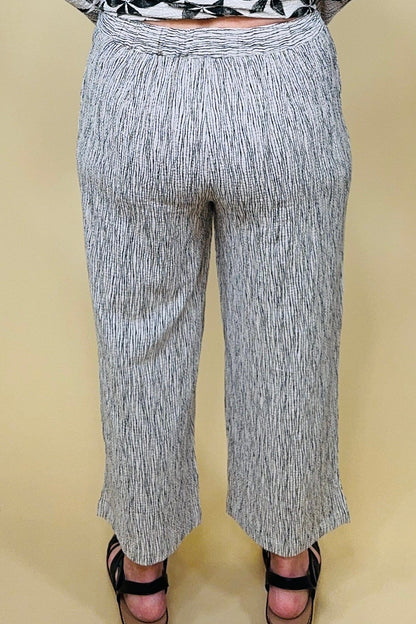 Crinkle Crepe Stripe Pleat Button Capri BOTTOMS HABITAT 