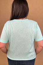 Short Rolled Sleeve Tee w/Colored Rhinestones JRTOP CASUAL TOP DAVI&DANI 