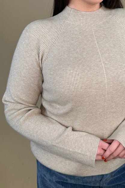 Long Sleeve Turtleneck Sweater - Khaki MISSY BASIC KNIT:~~Unassigned~~ LIVERPOOL 