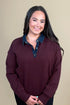 Long Sleeve Drop Shoulder Polo Sweater W/ Denim Shirt Collar And Placket MISSY TOP SPECIAL CHARLIEB 