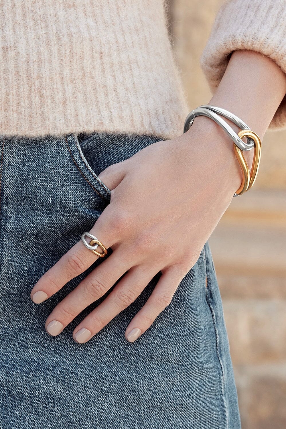 Interlok Curve Two Tone Ring BRING Brighton Collectables 