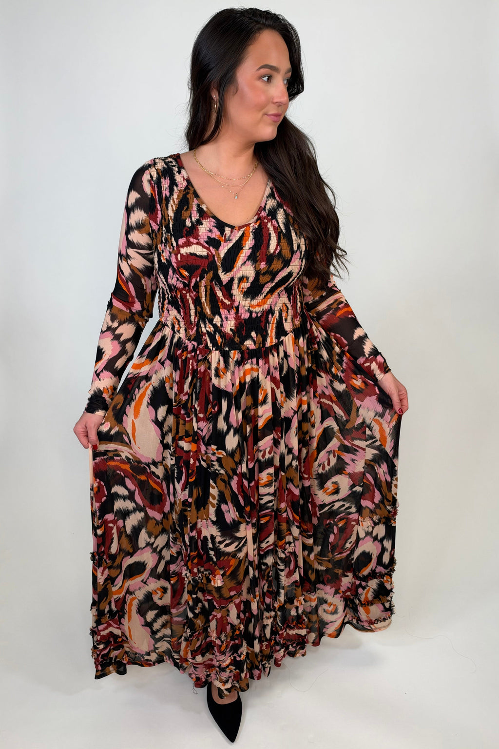 Smocked Waist Maxi Dress - Multicolor DRESS:~~Unassigned~~ TRIBAL 