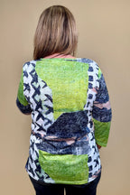 3/4 Sleeve Printed Scoop Neck MISSY TOP SPECIAL CREATION 