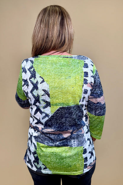 3/4 Sleeve Printed Scoop Neck MISSY TOP SPECIAL CREATION 