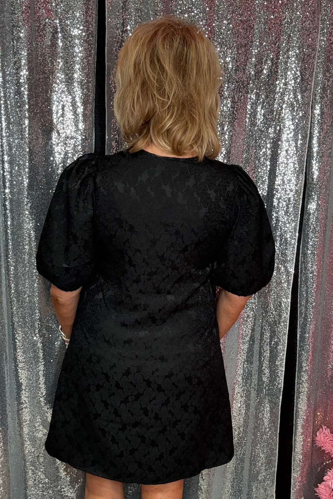Short Puff Sleeve Textured Dress DRESS MARYSQUARE 