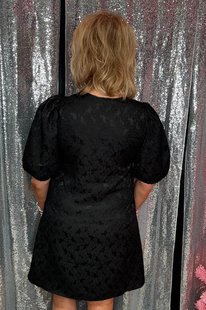 Short Puff Sleeve Textured Dress DRESS MARYSQUARE 