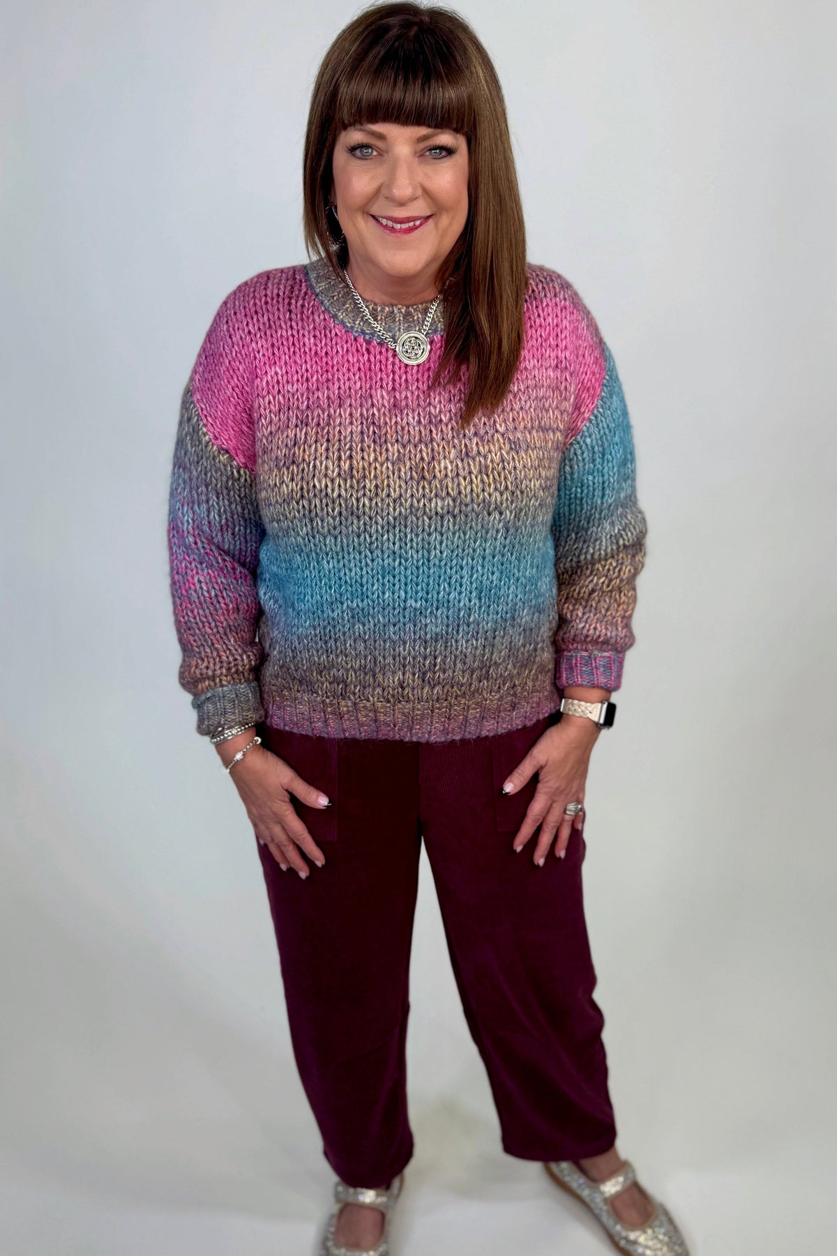 Ombre Crew Neck Sweater SWEATER:~~Unassigned~~ POL CLOTHING 