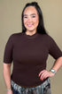 Mock Neck Short Sleeved Sweater MISSY BASIC KNIT:~~Unassigned~~ MOLLY BRACKEN 