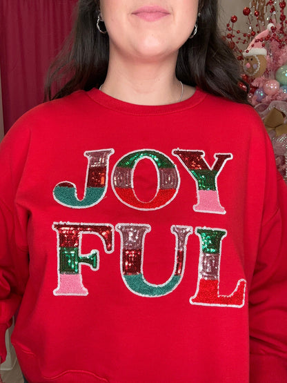 Long Sleeve Joyful Sequin Patch Sweatshirt JRTOP CASUAL TOP MARYSQUARE 