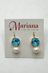 Double Stone Cushion Cut Earrings with Aquamarine and Pearl - Yellow Gold BETTERBRANDJEWELRY MICHALSMARIANA 
