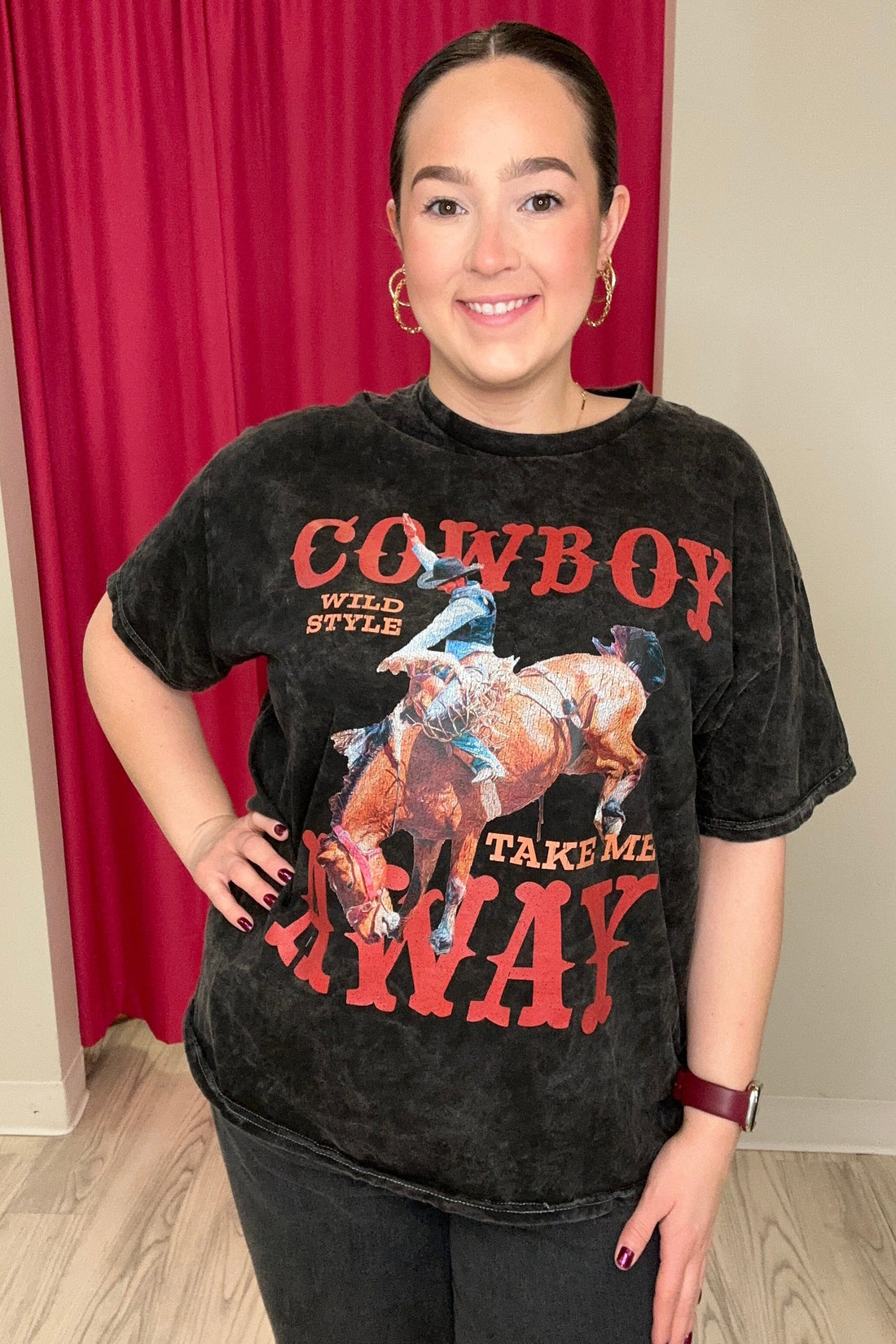 Short Sleeve Cowboy Take Me Away Tee MISSY BASIC KNIT SUGAR STITCH
