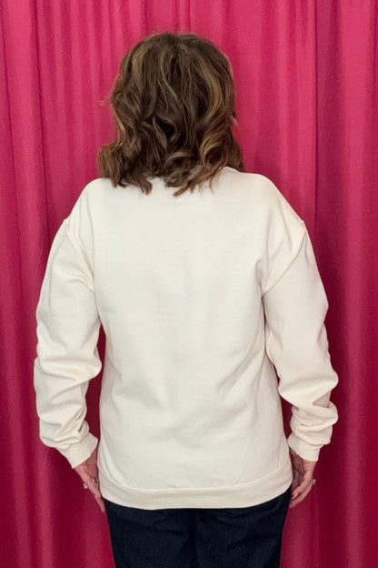 Santa Holding a Bow Sweatshirt MISSY BASIC KNIT SUGAR STITCH 