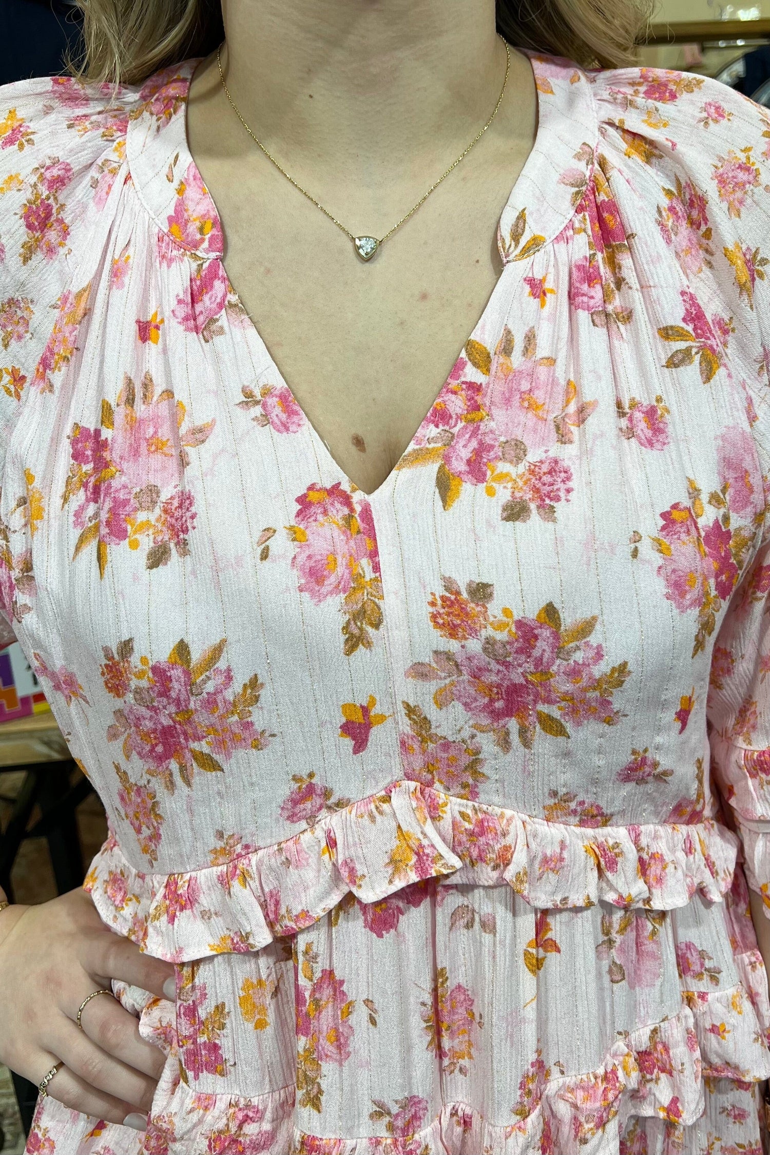 Short Sleeve Ruffle Floral Dress DRESS EASEL 