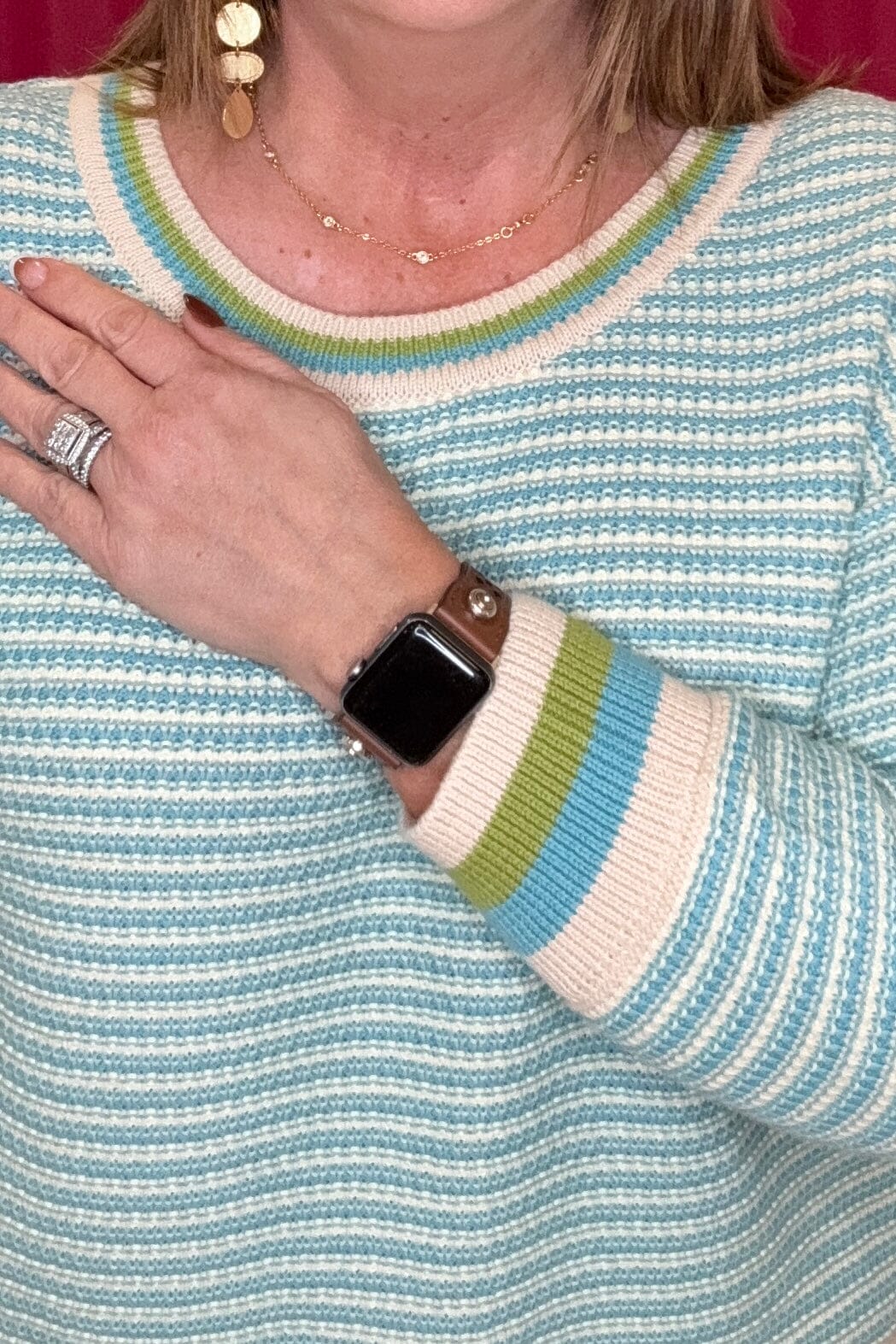 3/4 Sleeve Scoop Neck Sweater SWEATER TRIBAL 