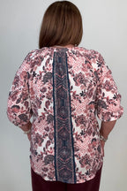 Smocked Detail 3/4 Sleeve Top MISSY TOP SPECIAL:~~Unassigned~~ SOUTHERN LADY 