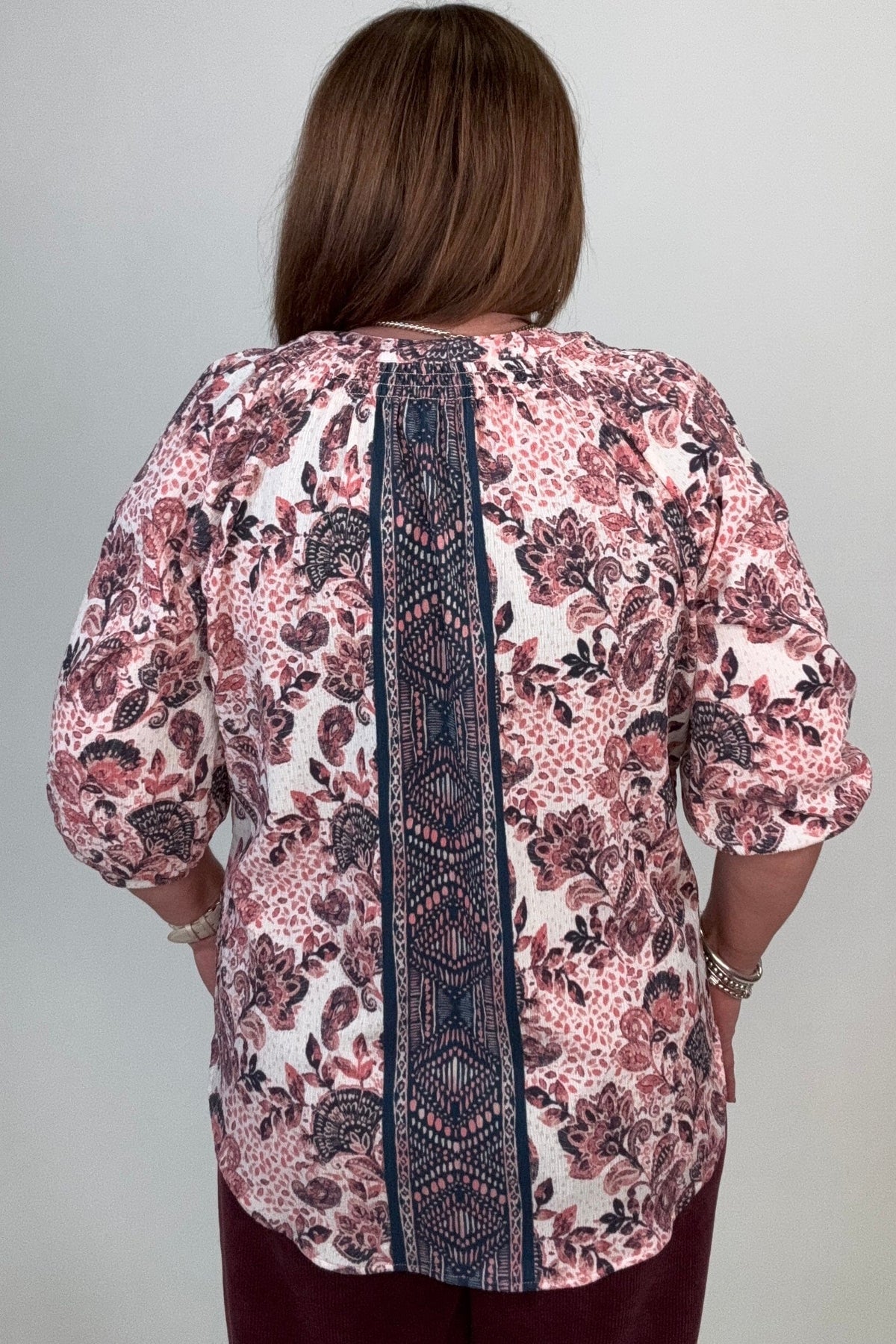 Smocked Detail 3/4 Sleeve Top MISSY TOP SPECIAL:~~Unassigned~~ SOUTHERN LADY 