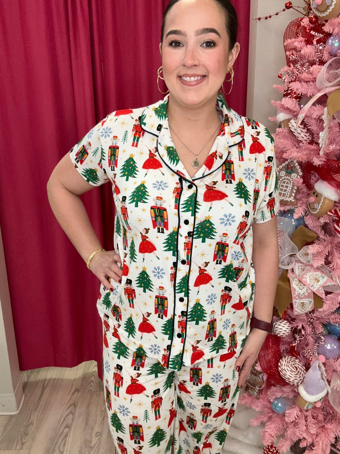 Nutcracker Collared Pajama Top UNDER AMANDA BLU & CO