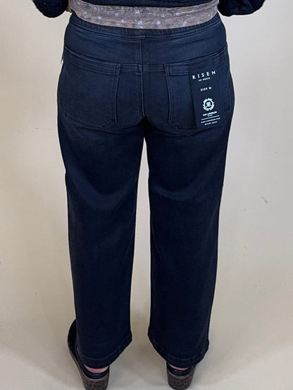 Elastic Band Baggy Patch Pockets Jeans BOTTOMS:~~Unassigned~~ RISEN 