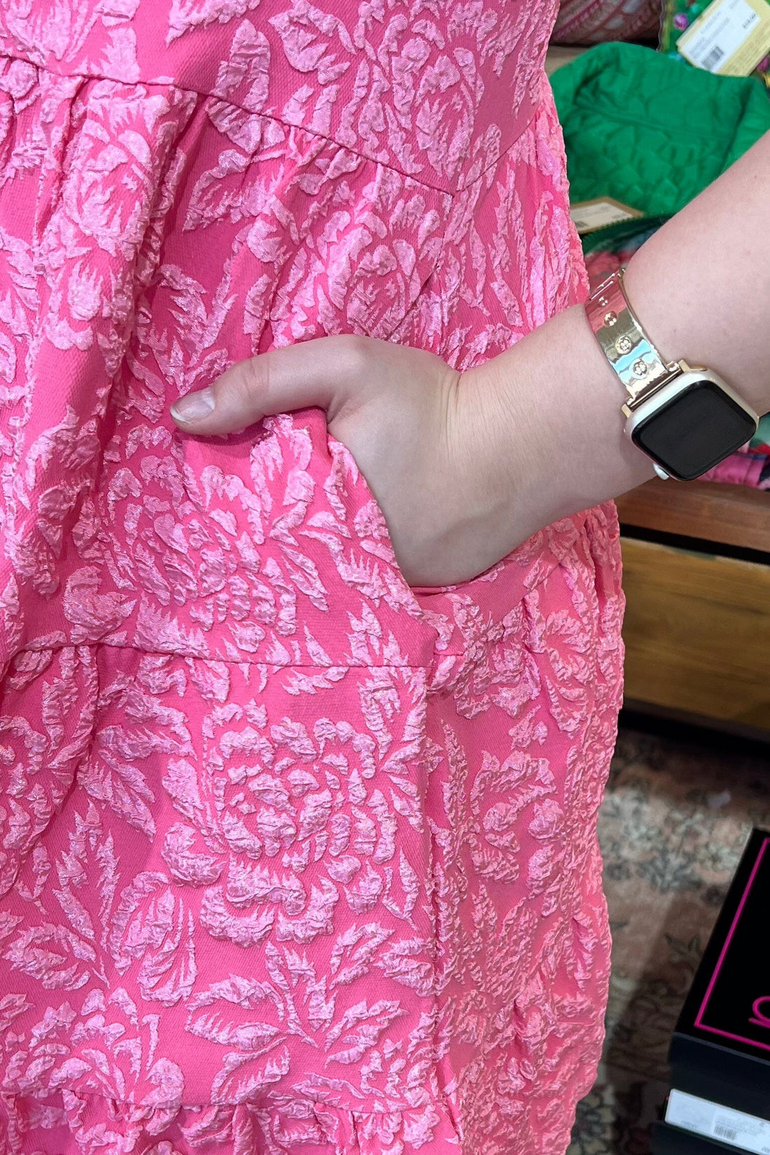 Short Puff Sleeve Textured Dress DRESS SOUTHERN GRACE 