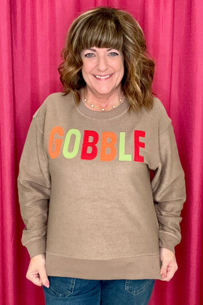 Textured Crew Neck w/Gobble Patch JRTOP CASUAL TOP SPIRITTOATEE 