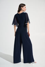 Criss Cross Jumpsuit w/Flutter Rhinestone Sleeves DRESS JOSEPH RIBKOFF 