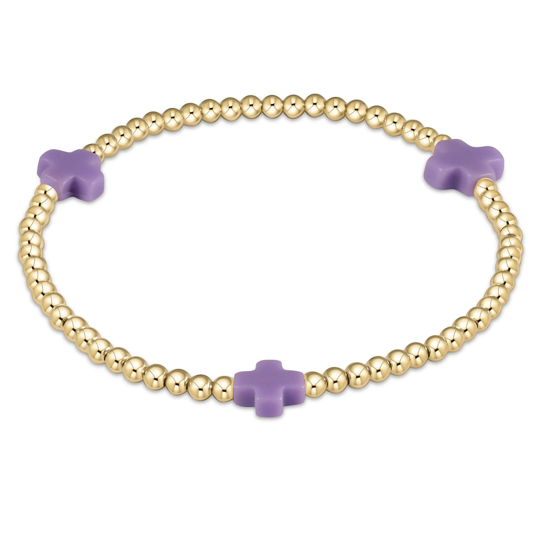 Enewton Signature Cross Gold Pattern 3mm Bead Bracelet- Purple