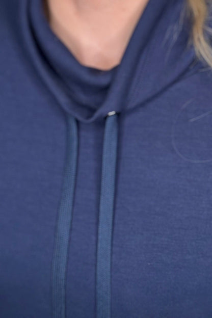 Short Sleeve Funnel Neck Top w/Drawcord MISSY BASIC KNIT TRIBAL 