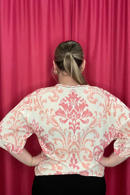 Printed Wide Elbow Sleeve V-Neck Blouse MISSY TOP SPECIAL CHARLIEB 