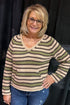 Multi Color Stripe Kangaroo Pocket Knit Sweater JRTOP CASUAL TOP BLUPEPPER 