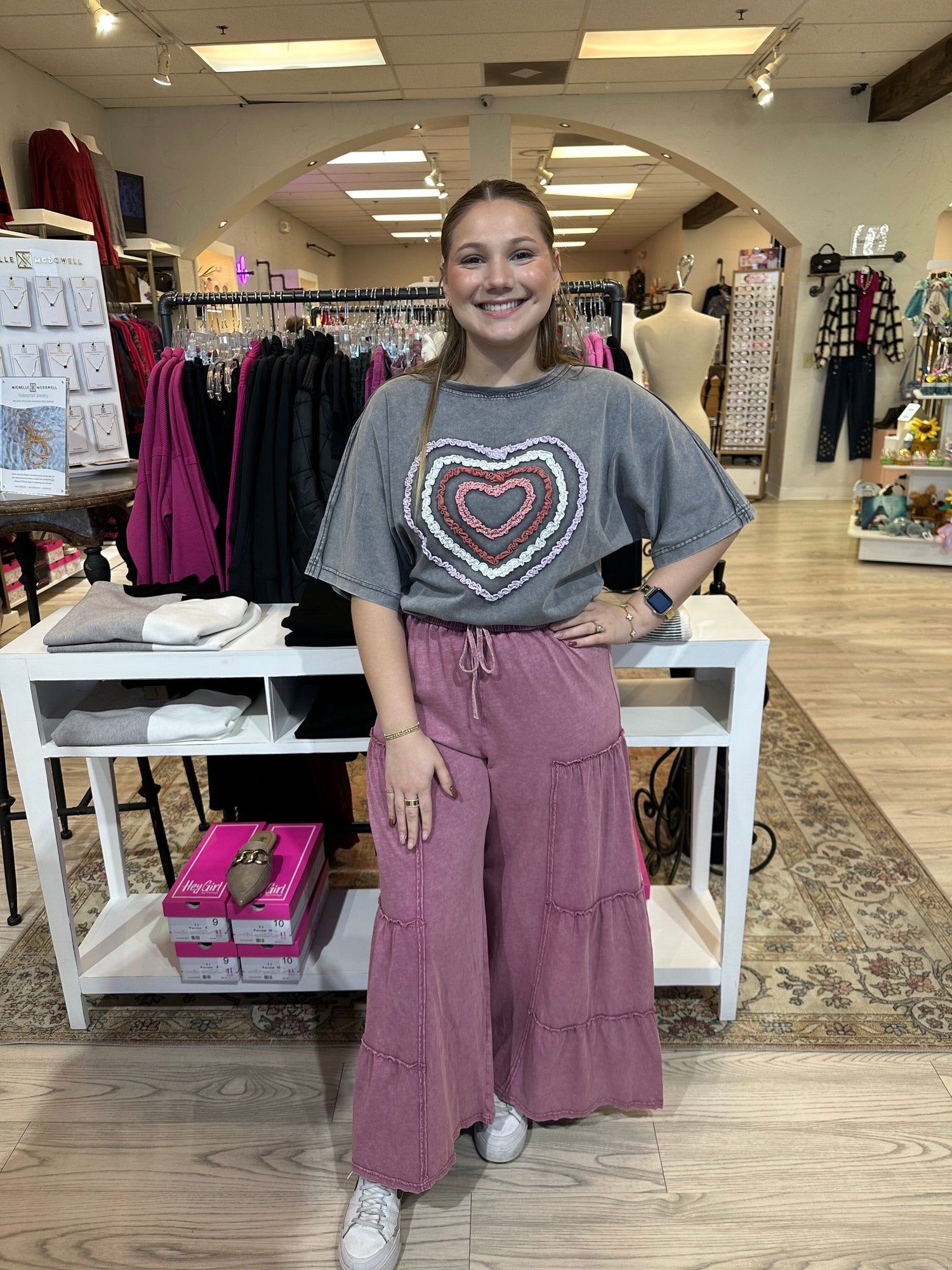 Mineral Washed Tiered Flowy Pants BOTTOMS EASEL 